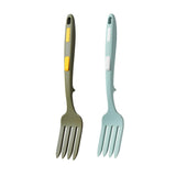 2PCS Silicone Heat Resistant Flexible Cooking Forks Dishwasher Safe Kitchen - Blue-Green - Close-Up Angle