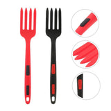 2PCS Silicone Heat Resistant Flexible Cooking Forks Dishwasher Safe Kitchen - Red-Black - Extra Image