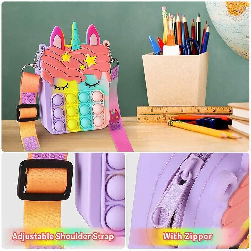 Pop It Shoulder Bag For Girls And Women Unicorn Pop Purse Bags - Pink