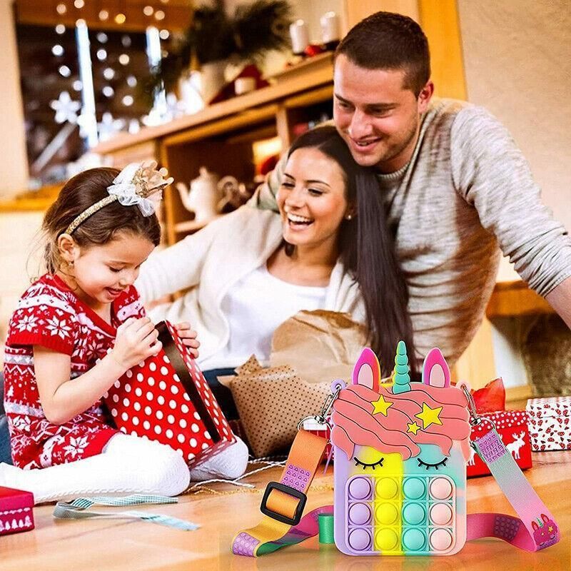 Pop It Shoulder Bag For Girls And Women Unicorn Pop Purse Bags - Pink