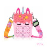 Pop It Shoulder Bag For Girls And Women Unicorn Pop Purse Bags - Pink - Extra Image