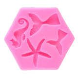 Mermaid Tail Sea Shell Silicone Cake Fondant Sugarcraft Mould Chocolate Mold - Hexagon - Close-Up Angle