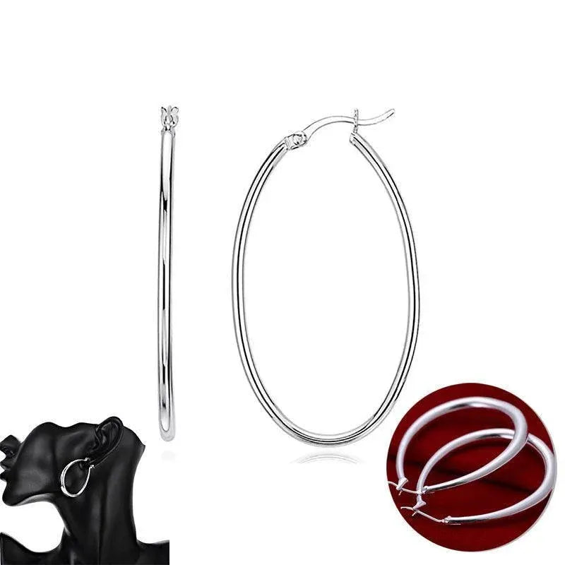 Elegant Teardrop Silver Filled Hoop Earrings 41mm Lightweight Fashion Jewelry
