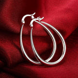 Elegant Teardrop Silver Filled Hoop Earrings 41mm Lightweight Fashion Jewelry - Top-Down View