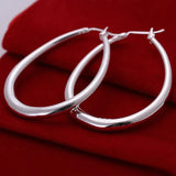Elegant Teardrop Silver Filled Hoop Earrings 41mm Lightweight Fashion Jewelry - 45-Degree Angle