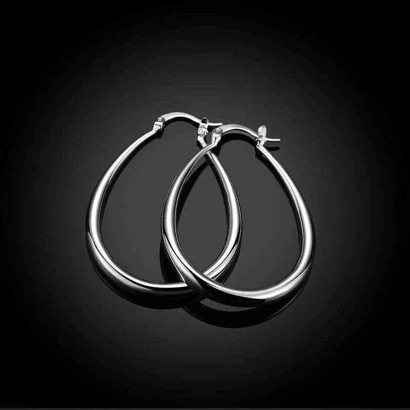 Elegant Teardrop Silver Filled Hoop Earrings 41mm Lightweight Fashion Jewelry