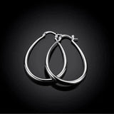 Elegant Teardrop Silver Filled Hoop Earrings 41mm Lightweight Fashion Jewelry - Rear View