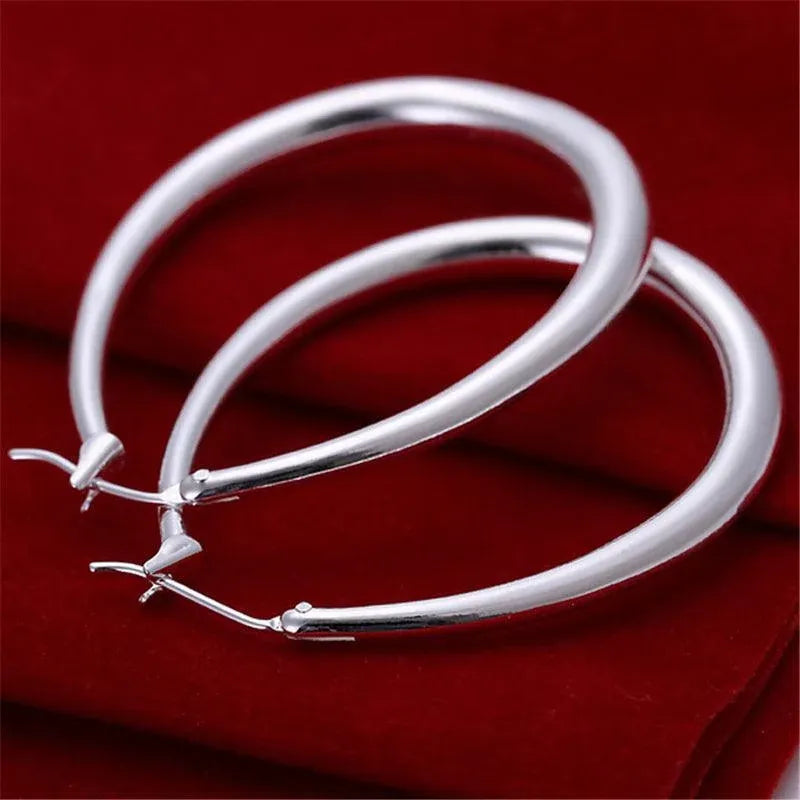 Elegant Teardrop Silver Filled Hoop Earrings 41mm Lightweight Fashion Jewelry