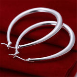 Elegant Teardrop Silver Filled Hoop Earrings 41mm Lightweight Fashion Jewelry - Low Angle