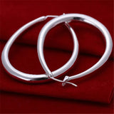 Elegant Teardrop Silver Filled Hoop Earrings 41mm Lightweight Fashion Jewelry - Extra Image