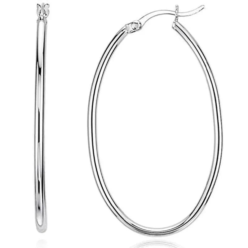Elegant Teardrop Silver Filled Hoop Earrings 41mm Lightweight Fashion Jewelry
