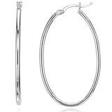 Elegant Teardrop Silver Filled Hoop Earrings 41mm Lightweight Fashion Jewelry - Extra Image