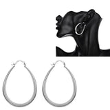 Elegant Teardrop Silver Filled Hoop Earrings 41mm Lightweight Fashion Jewelry - Extra Image