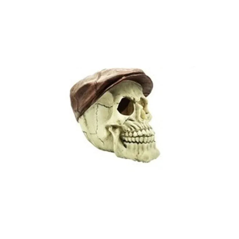 Artificial Fake Skull Head Bone Aquarium Ornament Fish Tank Decoration - Hat