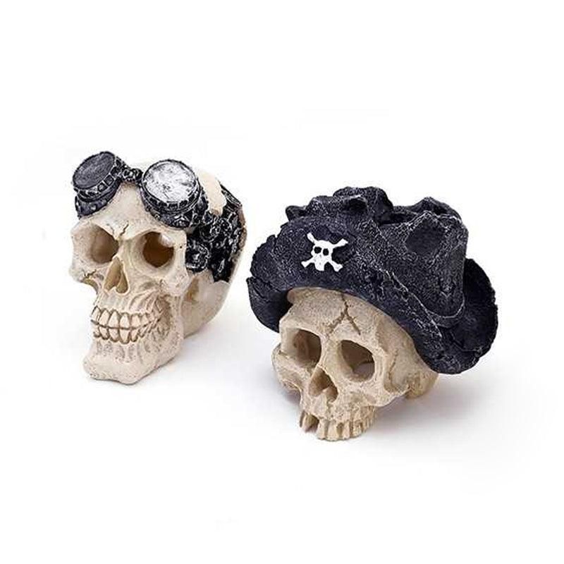 Artificial Fake Skull Head Bone Aquarium Ornament Fish Tank Decoration - Hat