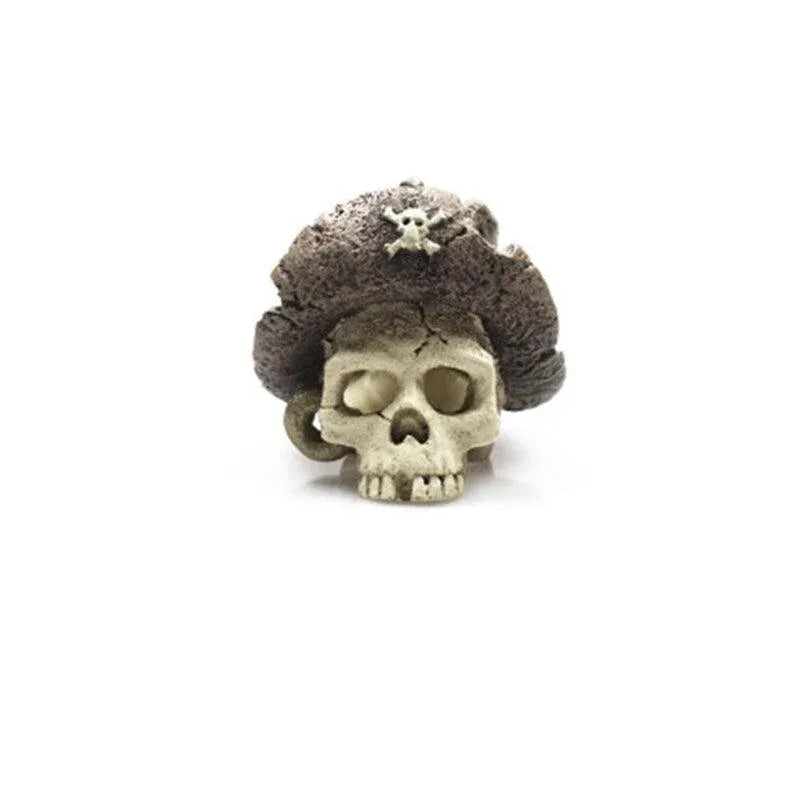 Artificial Fake Skull Head Bone Aquarium Ornament Fish Tank Decoration - Pirate