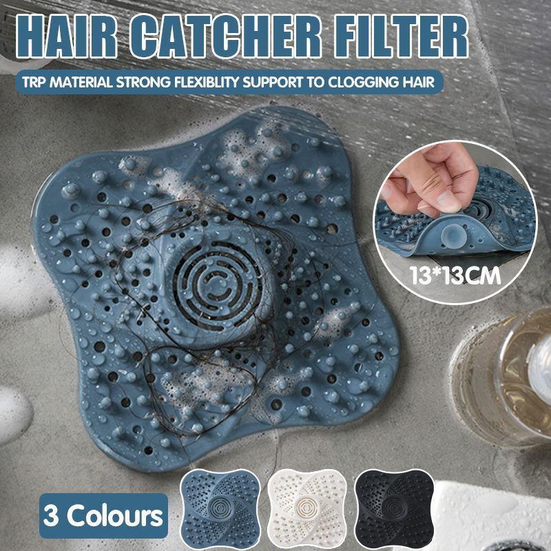Sink Trap Filter Hair Catcher Shower Bath Cover Basin Stopper Drain Strainer - Black
