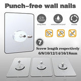 10X Punch-Free Adhesive Wall Hanging Hooks - 12mm