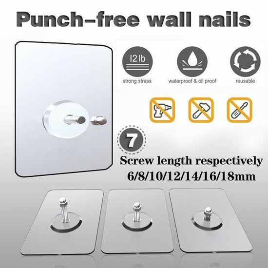 10X Punch-Free Adhesive Wall Hanging Hooks - 16mm