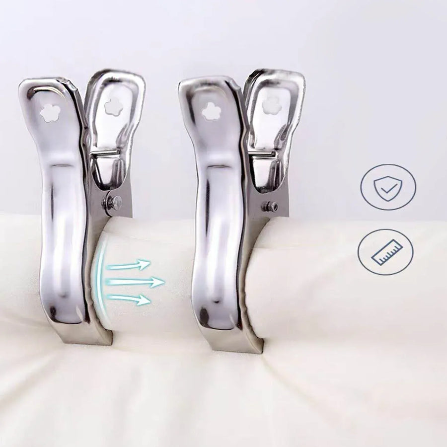Large Stainless Steel Clothes Pegs Hanging Clip Laundry Windproof Clamp - 12cm *12 PCS