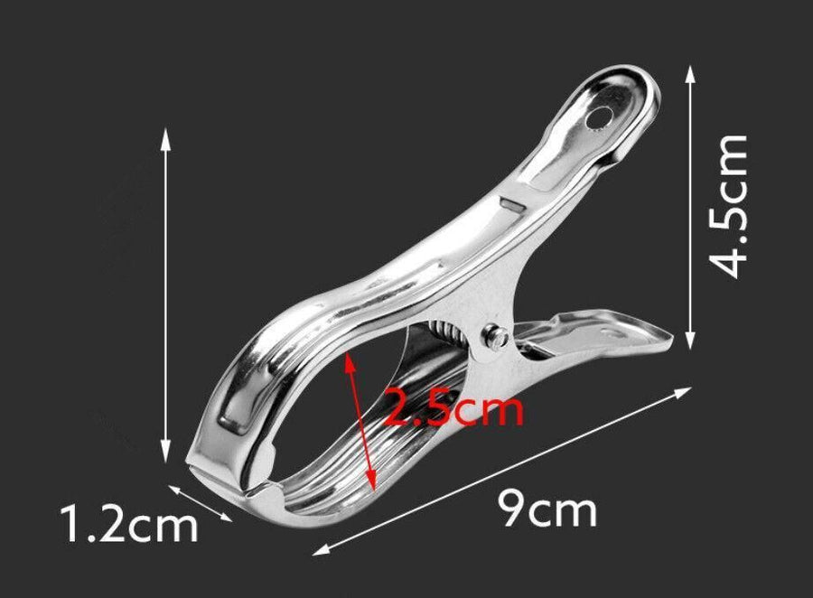 Large Stainless Steel Clothes Pegs Hanging Clip Laundry Windproof Clamp - 12cm *12 PCS