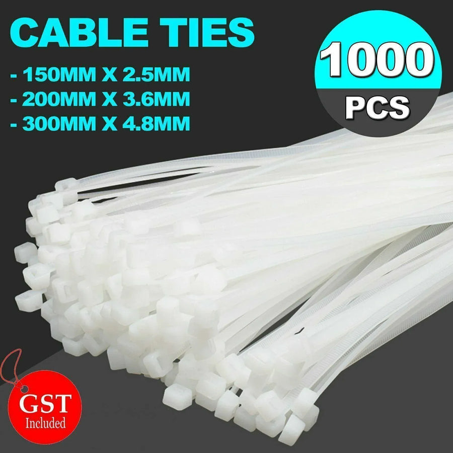 250-1000X Cable Ties Zip Ties Nylon Uv Stabilised Bulk White Clear Cable Tie - 3*150mm 500PCS