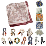 Square Silk Feel Satin Scarf Small Vintage Head Neck Hair Tie Band Women Elegant - 15 - Front View