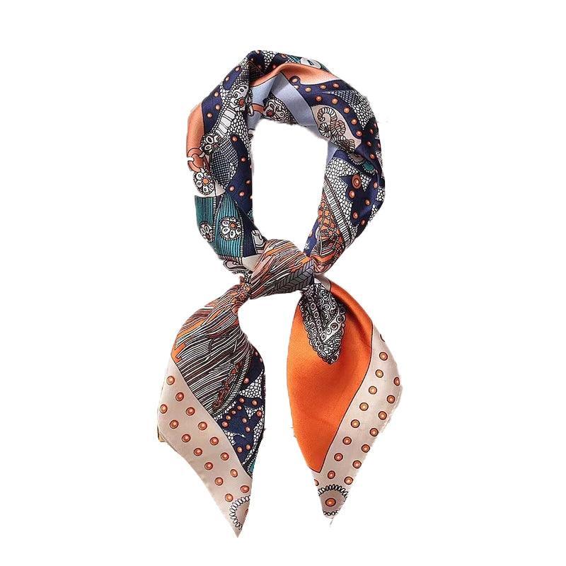 Square Silk Feel Satin Scarf Small Vintage Head Neck Hair Tie Band Women Elegant - 15