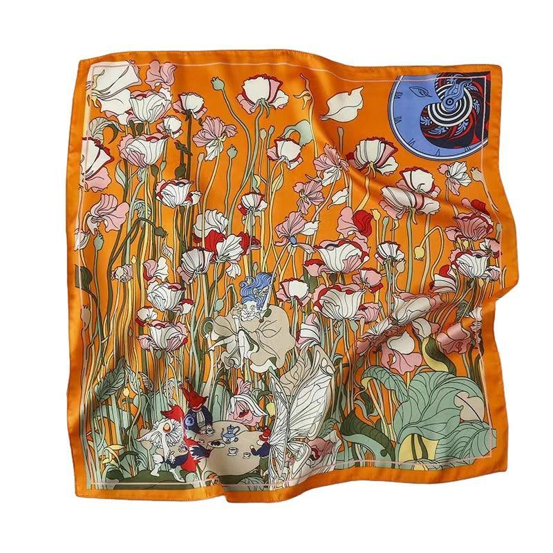 Square Silk Feel Satin Scarf Small Vintage Head Neck Hair Tie Band Women Elegant - 15