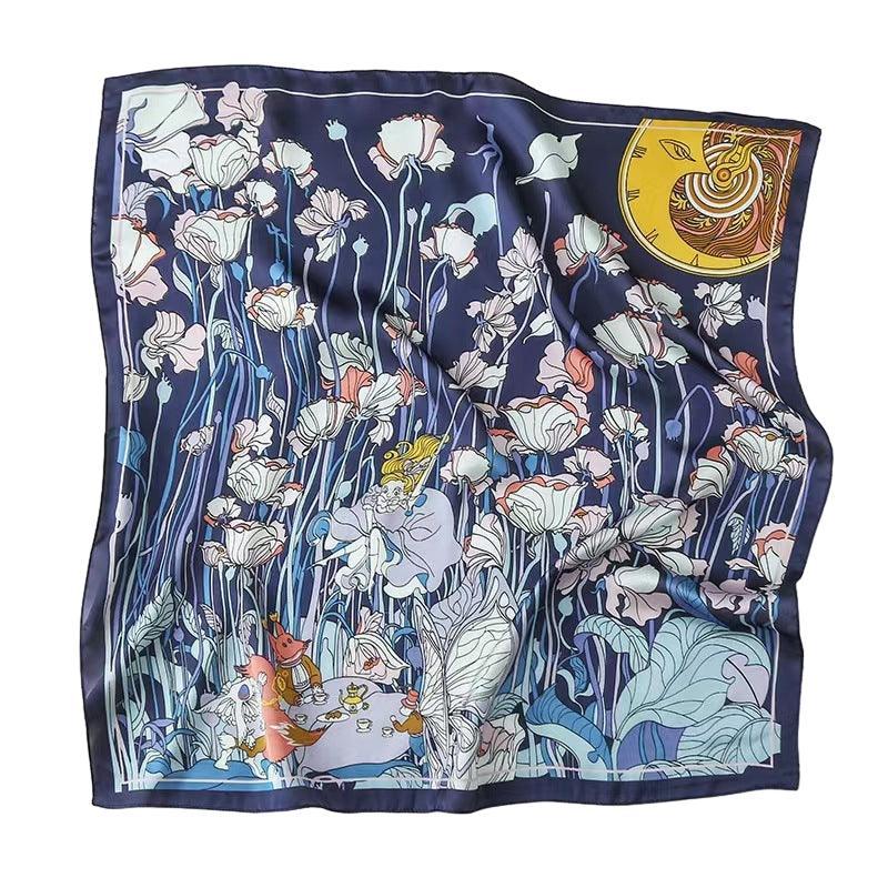 Square Silk Feel Satin Scarf Small Vintage Head Neck Hair Tie Band Women Elegant - 15