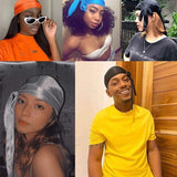 Velvet Durag Silky Hat Cap Men Women Premium Designer Doo Rag Wave Silk Headwear - Sliver grey - Top-Down View