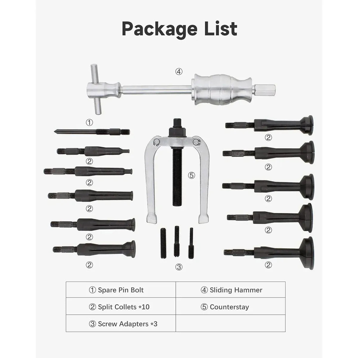 16PCS Inner Bearing Puller Set Slide Hammer Blind Hole Remover Kit