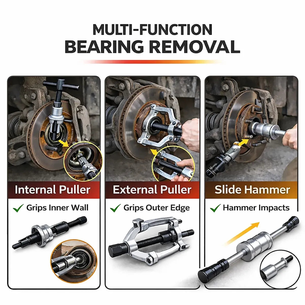 16PCS Inner Bearing Puller Set Slide Hammer Blind Hole Remover Kit