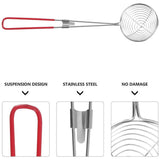 3X Stainless Steel Slotted Filter Spoon MilkTea Kitchen Tool OilSkimmer Strainer - Rear View