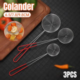 3X Stainless Steel Slotted Filter Spoon MilkTea Kitchen Tool OilSkimmer Strainer - Extra Image