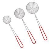 3X Stainless Steel Slotted Filter Spoon MilkTea Kitchen Tool OilSkimmer Strainer - Front View