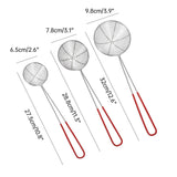 3X Stainless Steel Slotted Filter Spoon MilkTea Kitchen Tool OilSkimmer Strainer - Side View