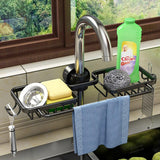 Multifunctional Faucet Shelf Kitchen Storage Sink Draining Basket Household Rack - Black - Extra Image