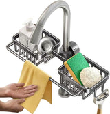 Multifunctional Faucet Shelf Kitchen Storage Sink Draining Basket Household Rack - Black - Low Angle