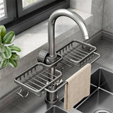 Multifunctional Faucet Shelf Kitchen Storage Sink Draining Basket Household Rack - Grey - Extra Image