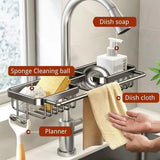 Multifunctional Faucet Shelf Kitchen Storage Sink Draining Basket Household Rack - Silver - Top-Down View