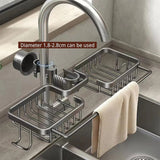 Multifunctional Faucet Shelf Kitchen Storage Sink Draining Basket Household Rack - Silver - 45-Degree Angle