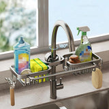 Multifunctional Faucet Shelf Kitchen Storage Sink Draining Basket Household Rack - Silver - Extra Image