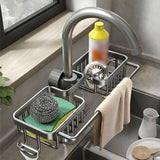 Multifunctional Faucet Shelf Kitchen Storage Sink Draining Basket Household Rack - Silver - Extra Image