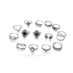 Elegant 15-Piece Boho VintageRing Set for Versatile Styling
