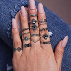 Elegant 15-Piece Boho VintageRing Set for Versatile Styling