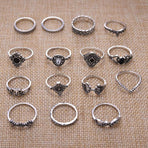 Elegant 15-Piece Boho VintageRing Set for Versatile Styling