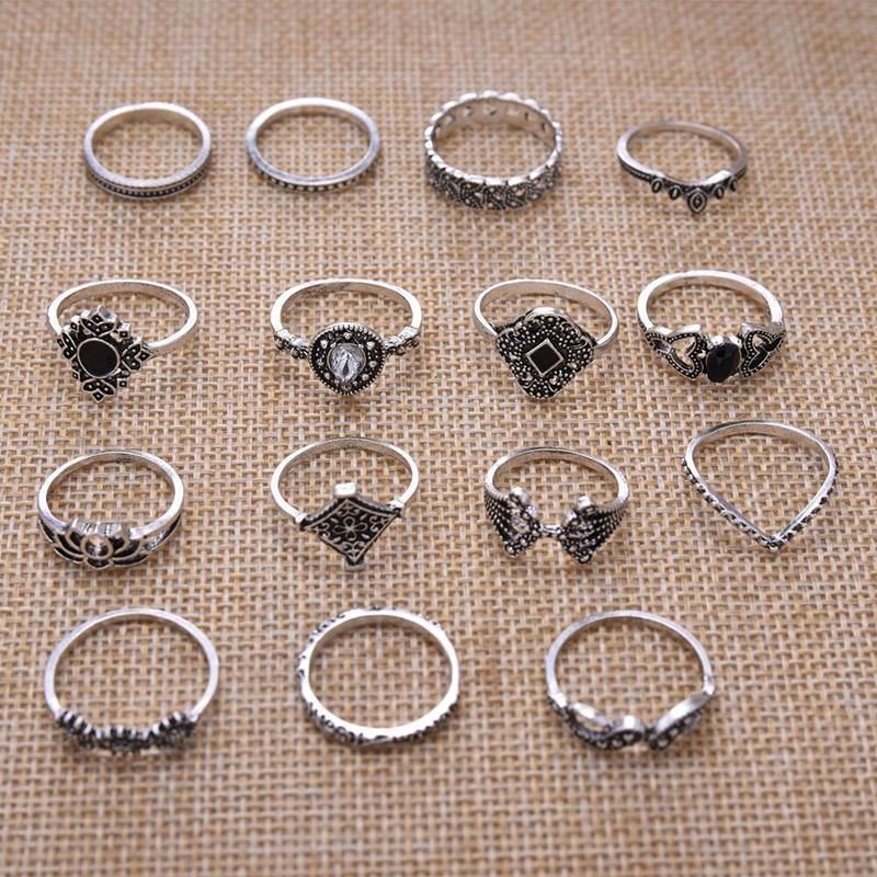 Elegant 15-Piece Boho VintageRing Set for Versatile Styling