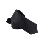 Men's Skinny Tie Fashion Solid Plain Satin Formal Wedding Casual Necktie Ties - Black