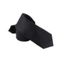 Men's Skinny Tie Fashion Solid Plain Satin Formal Wedding Casual Necktie Ties - Black
